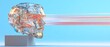 © rashyn - Translucent faceted head sculpture projecting horizontal light rays from its eyes