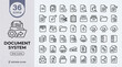 © Zuli - Document system line icons, 36 file management vector symbols, office paperwork and digital storage icons, editable stroke business web elements