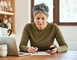 © Arfa_Media - Woman mature professional working on laptop and smartphone at home office desk
