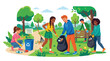 © RZ Digital ID - International Youth Day community cleanup volunteers tidy park collecting litter and recycling bottles for a cleaner environment