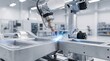 © Anas - Industrial robotic arm performing precision metal welding on a component in a modern manufacturing factory production line.