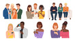 © imran - Diverse group of young people using smartphones and communicating digitally in a set of vector illustrations