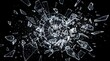 © Creative_Art - A dramatic close up of shattered glass fragments exploding outward against a deep black background creating a sharp and dangerous abstract texture for modern design