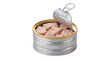 © munhamirstore - Open Tin Can of Tuna Chunks Isolated on Black