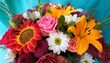 © Reginald - vibrant mixed bouquet of fresh lilies roses daisies sunflowers and assorted flowers in bright colors