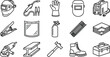 © MDMartuza - Set of black and white line icons representing various welding tools and professional protective safety equipment for construction