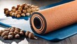 © Marie K - yoga mat and foam roller with nuts for healthy lifestyle