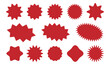 © top - Set of red starburst icon set. sunburst badges, Sale sticker, price tag,starburst icon.Wavy edge promo red badges. Star burst shape tags for price.red starburst icon.
