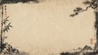 © Dewi - Japanese Vintage Scroll Paper Black Ink Landscape Frame Background Invitation Graphic
