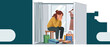 © momon - Woman sitting in fitting room, feeling distressed after shopping
