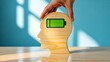 © Ansar - Hand placing full battery icon into human head representing mental energy