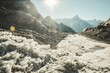 © Evaldas Mikoliunas/imageBROKER - Cho La summit pass located 5, 420 meters above sea level. Solukhumbu District in northeastern Nepal.Himalayas mountains. Blue sky with sunburst banner