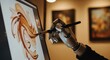 © QaysarMalik - Robotic hand using digital stylus on computer screen to create abstract art, symbolizing artificial intelligence in creativity