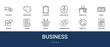 © Emilia - Set of 12 outline web Business icons such as reporting, phone call, communication, basket, confirm, problem solving, money vector icons for report, presentation, diagram, web design, mobile app