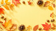 © okome - 秋を彩る紅葉と木の実のフレーム背景