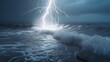 © Almazistock - Intense electrical storm over turbulent ocean waves
