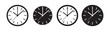 © Update - Classic analog clock faces with hour and minute hands isolated for watchmaking design projects.