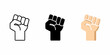 © tuli - Raised fist silhouettes in black and beige against a white background