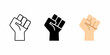 © Parul - Raised Fist Silhouette In Three Color Variations Isolated On White