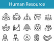 © Vector Generator - Human Resource Outline Vector Icons Set – HR, Team Management, Recruitment and Business Line Icons