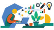 © NAZMA - Person works with computer data surrounded by graphics and charts.