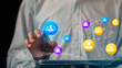 © Nichaphat - IT manager strengthens connection, network, communication, collaboration, connectivity, organization, technology, integration, teamwork through a digital interface for efficient business networking.