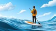 © Guntur - Person paddleboarding on ocean waves sunny day