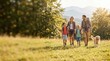 © GenerativeAIpicture - Family Hiking Trip with Children and Dog in Nature Park during Sunny Day