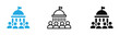 © Nabila - Government building icon with people  set for democracy, public administration, parliament assembly, civic engagement, and politics. Features a domed capitol building with a flag above a crowd .