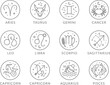 © Syed - Zodiac signs line art collection. Twelve astrological symbols for horoscope design.