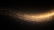 © Russell Edwards - Soft golden particle wave on a dark background, gold dust line and gold glitter swirl, elegant golden curved light, light wave with sparkling particle trail forming smooth