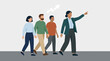 © shehtaz - Diverse business team led by a female leader pointing forward with growth arrows