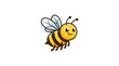 © Anton  Prastiyo - A cheerful and cute cartoon honey bee character flying with a smile, featuring bright yellow and black stripes, big eyes, and detailed wings, isolated on a clean white background