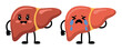 © Anwar - Dibujo animado de un hígado sano y feliz y un hígado enfermo y triste