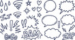 © Roni Ahmod - Set of hand-drawn comic speech bubbles, exclamation marks, and sound effects vector.