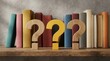 © Nats - A collection of colorful books and inquisitive question marks representing a quest for knowledge.