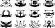 © Abdullah - Military memorial and veteran tribute shield featuring soldiers, american flags, crosses, eagles, and ribbons in a black and white set