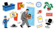 © Aka - Unemployed businessman leaving office with box, job termination, dismissal, layoff process, professional setback, career change, corporate downsizing