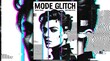 © Stock Shop - Glitch art fashion portrait of a stylish woman with short hair, digital distortion effect, modern aesthetic, high contrast black and white photography