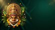 © Color Cultura - Kathakali face mask onam festival celebration background with floral decorations
