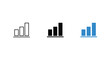 © Nizam - Bar graph icons in black outline and blue variations on white background