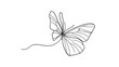 © baco - Minimalist butterfly line art white background.
