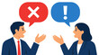 © NRdS - Business people arguing with speech bubbles. Colleagues having a conflict or disagreement.