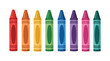 © maruf 1 - Crayon icon set, colorful wax crayons arranged in a row for drawing and school supplies, clean vector illustration