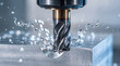 © Yudi - CNC milling machine cutting metal with coolant spray and flying chips in a precision manufacturing workshop