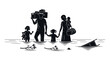 © Sakib - Family Carrying Belongings In Water Black Silhouette