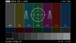 © zara - Vintage tv test screen. Please stand by television calibration pattern. Retro TV test card on black with SMPTE colour bars, alignment circle and greyscale, 16:9 vintage television screen template