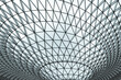 © Fahroni - Modern glass and steel geometric dome roof with triangular pattern, futuristic architectural structure, abstract symmetry background for engineering, construction, innovation and technology design.
