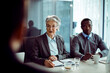 © Davor - Senior businesswoman and colleague interviewing candidate in modern office