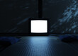 © Brilliant Eye - 3D Rendering of an old television with isolated PNG screen standing on tatami floor at night